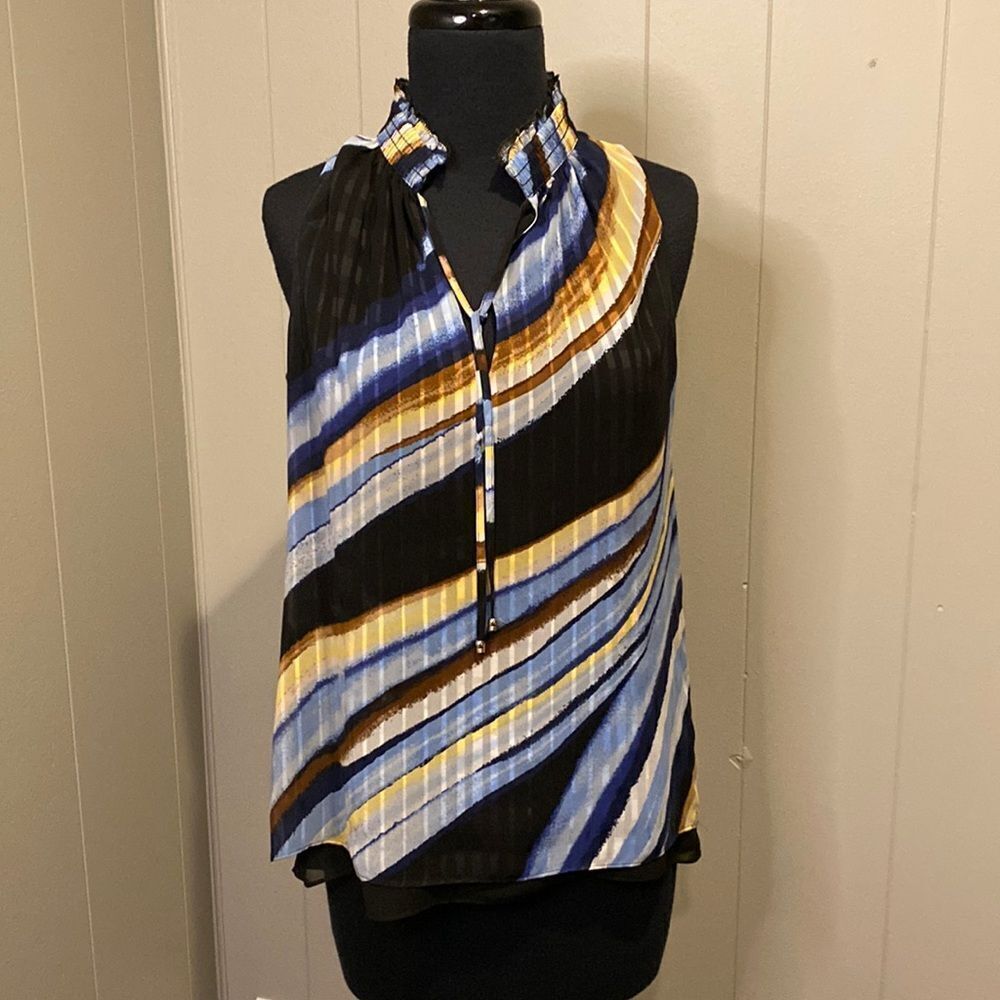 WHITE HOUSE BLACK MARKET Extra Small Thin Poly Halter Tank Top Multicolor Lined
